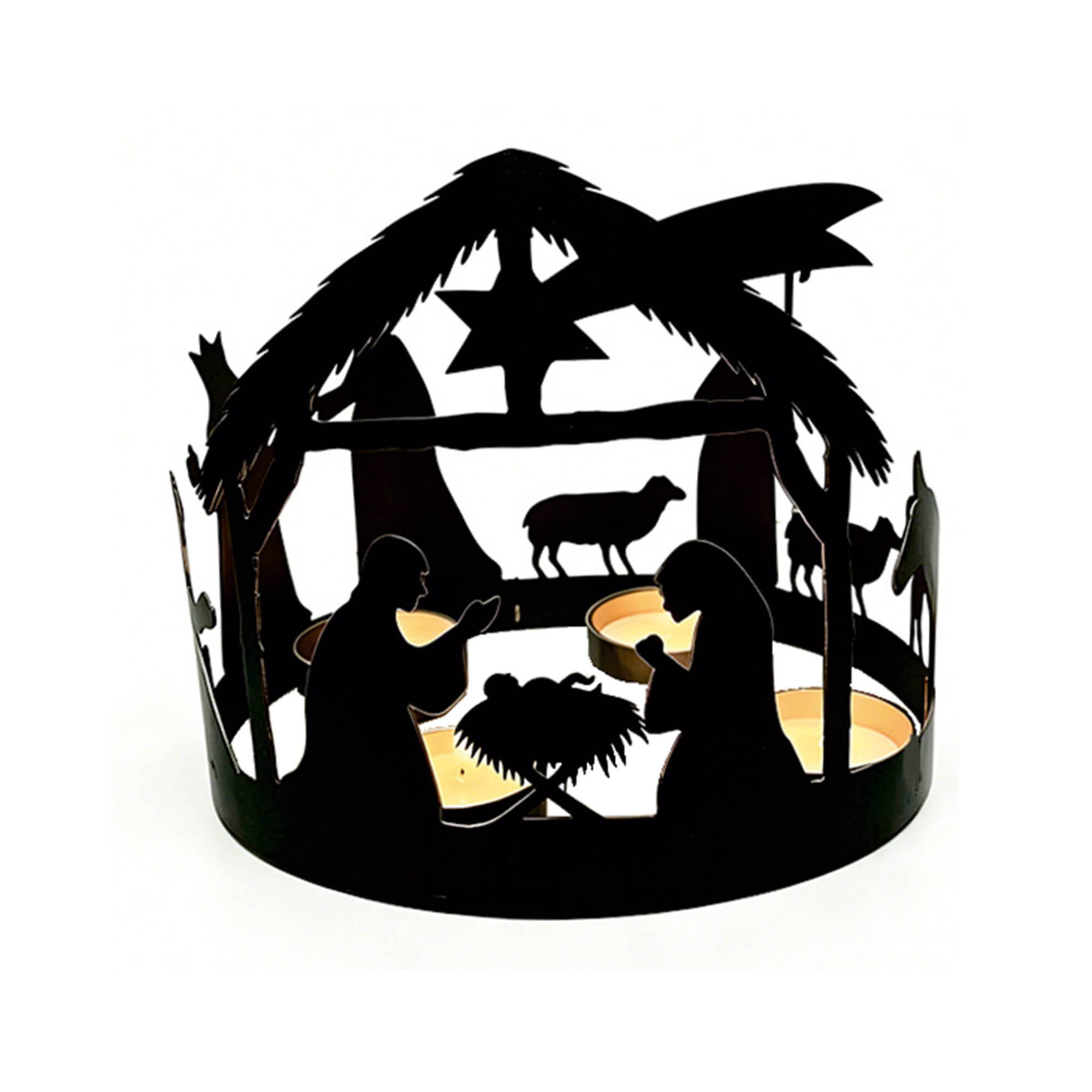 krippenszene-adventsleuchter-metall-schwarz-teelicht-adventskranz image 3