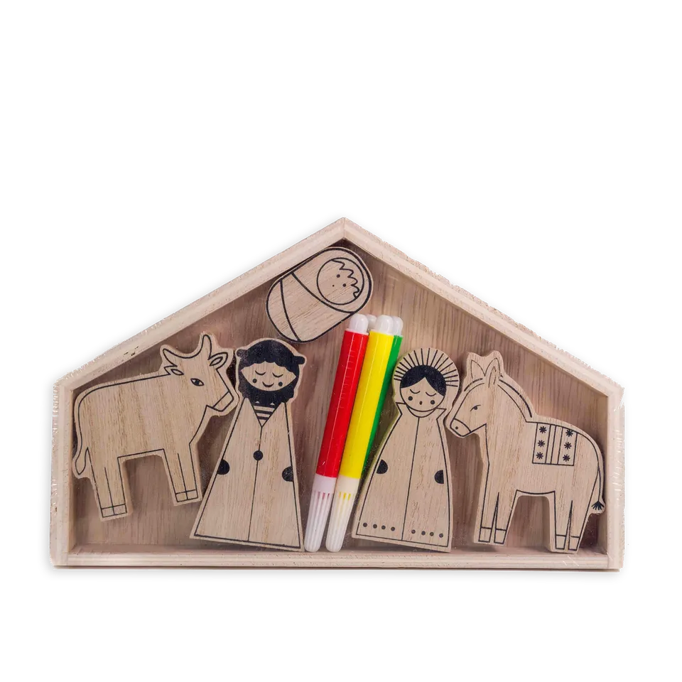 bonifatiuswerk-krippe-heilige-familie-holzkrippe-bastelset-6-teilig image 1