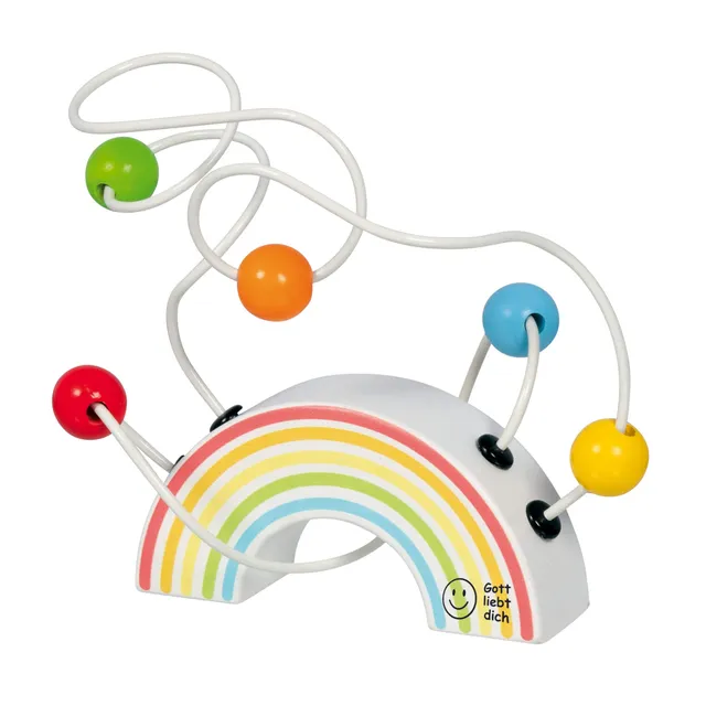 fontis-geschenke-gott-liebt-dich-regenbogen-motorikschleife-holz-ab-1-jahr image 1