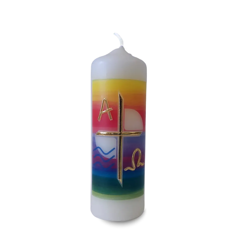 bonifatiuswerk-regenbogen-osterkerze-5x15-cm-ohne-zahl image 1