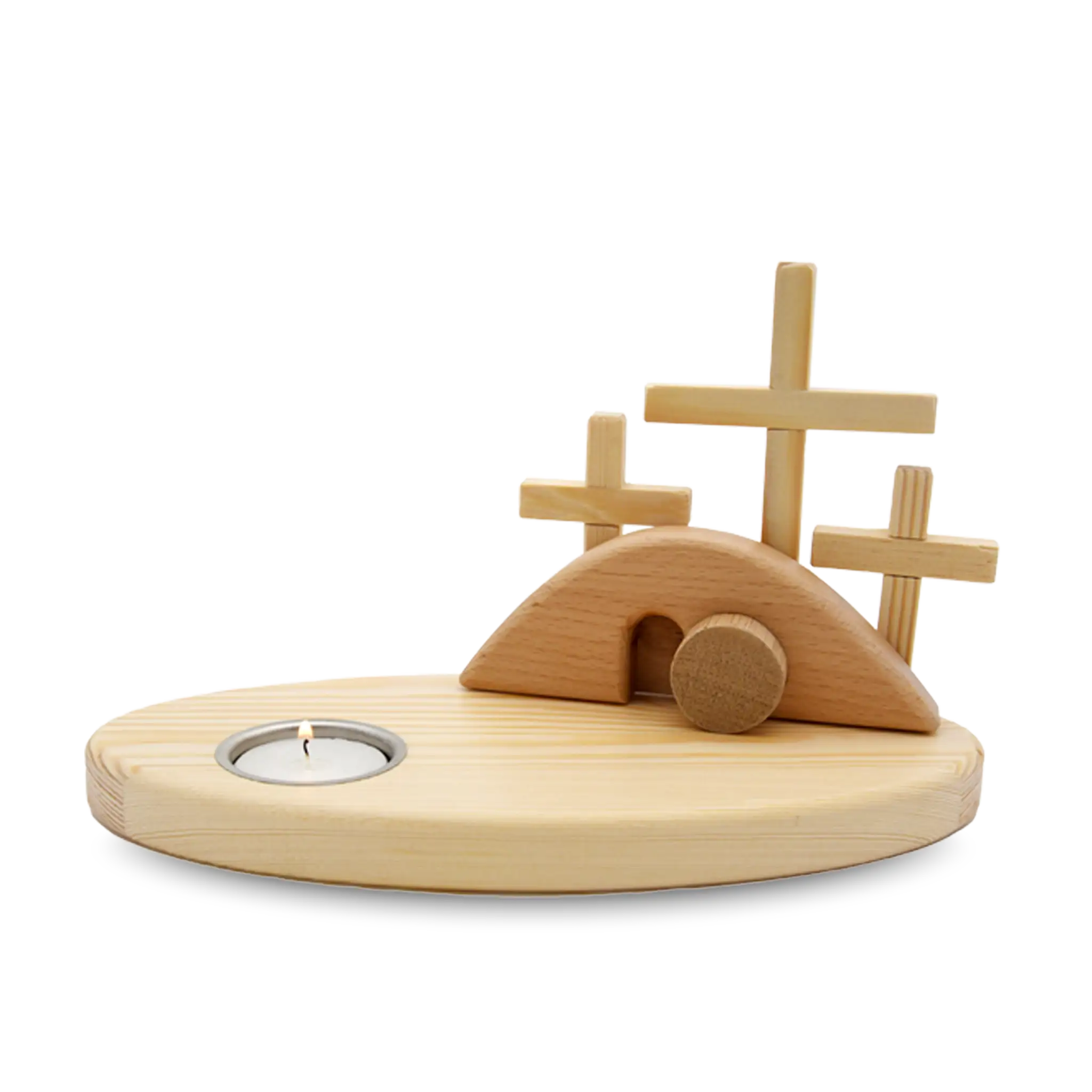 bonifatiuswerk-osterkrippe-teelichthalter-holz-24-cm image 1