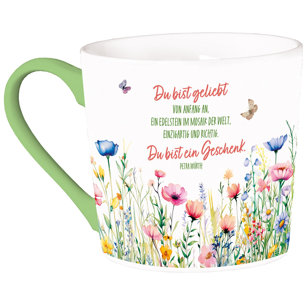 du-bist-ein-geschenk-tasse-350ml-porzellan-blumen image 2