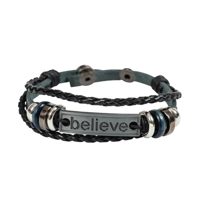 fontis-geschenke-believe-leder-armband-schwarz-23-cm image 1