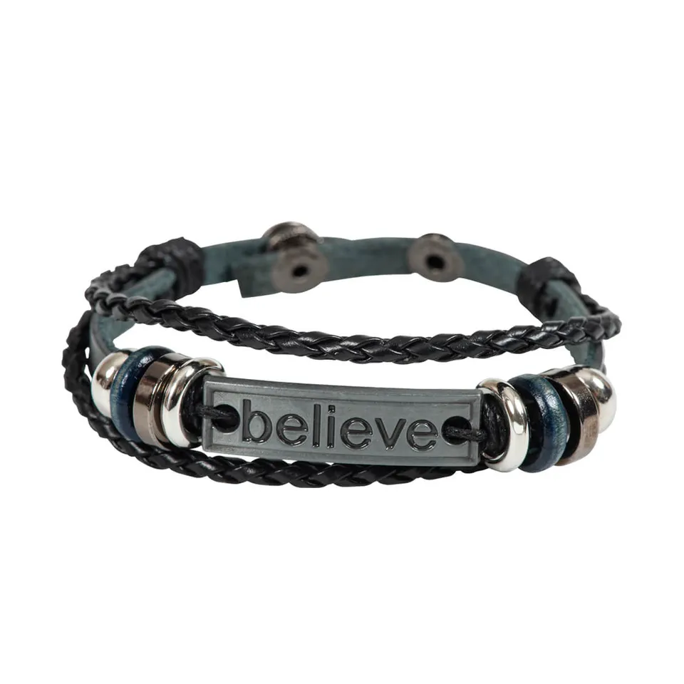 fontis-geschenke-believe-leder-armband-schwarz-23-cm image 1