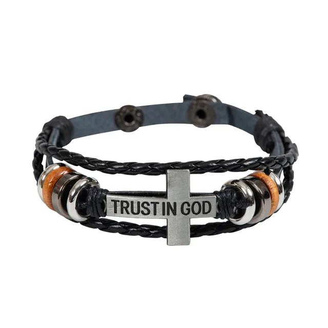 fontis-trust-in-god-leder-armband-schwarz-23-cm image 1