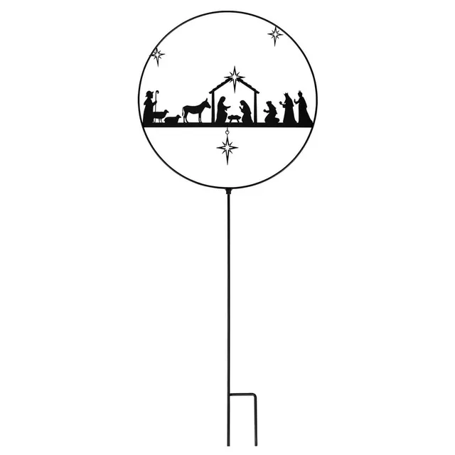 fontis-geschenke-gartenstecker-krippe-metall-schwarz-38x53-5-cm image 1