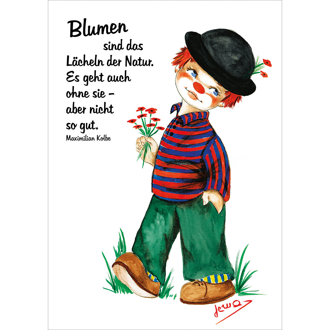 blumen-sind-das-l-cheln-der-natur-postkarten-4er-set-clown image 1