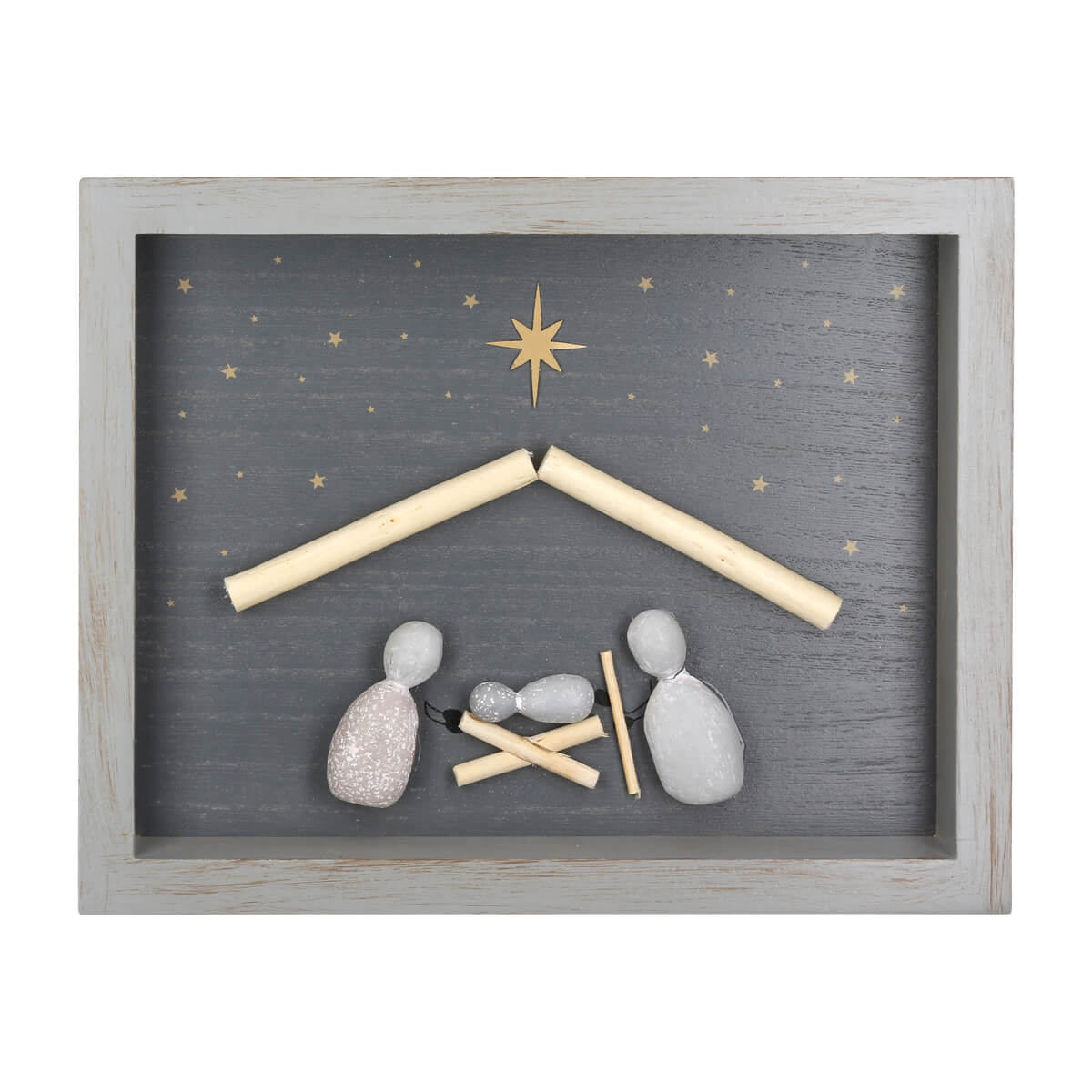 praisent-krippe-wandbild-holz-stein-25x19-5-cm-grau image 1