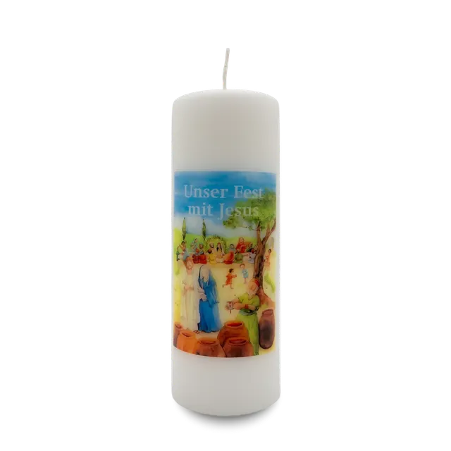 bonifatiuswerk-unser-fest-mit-jesus-tischkerze-7x19-cm-kommunion image 1