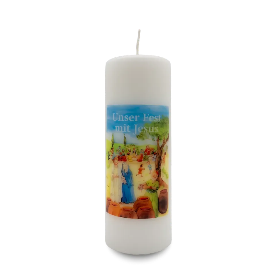 bonifatiuswerk-unser-fest-mit-jesus-tischkerze-7x19-cm-kommunion image 1