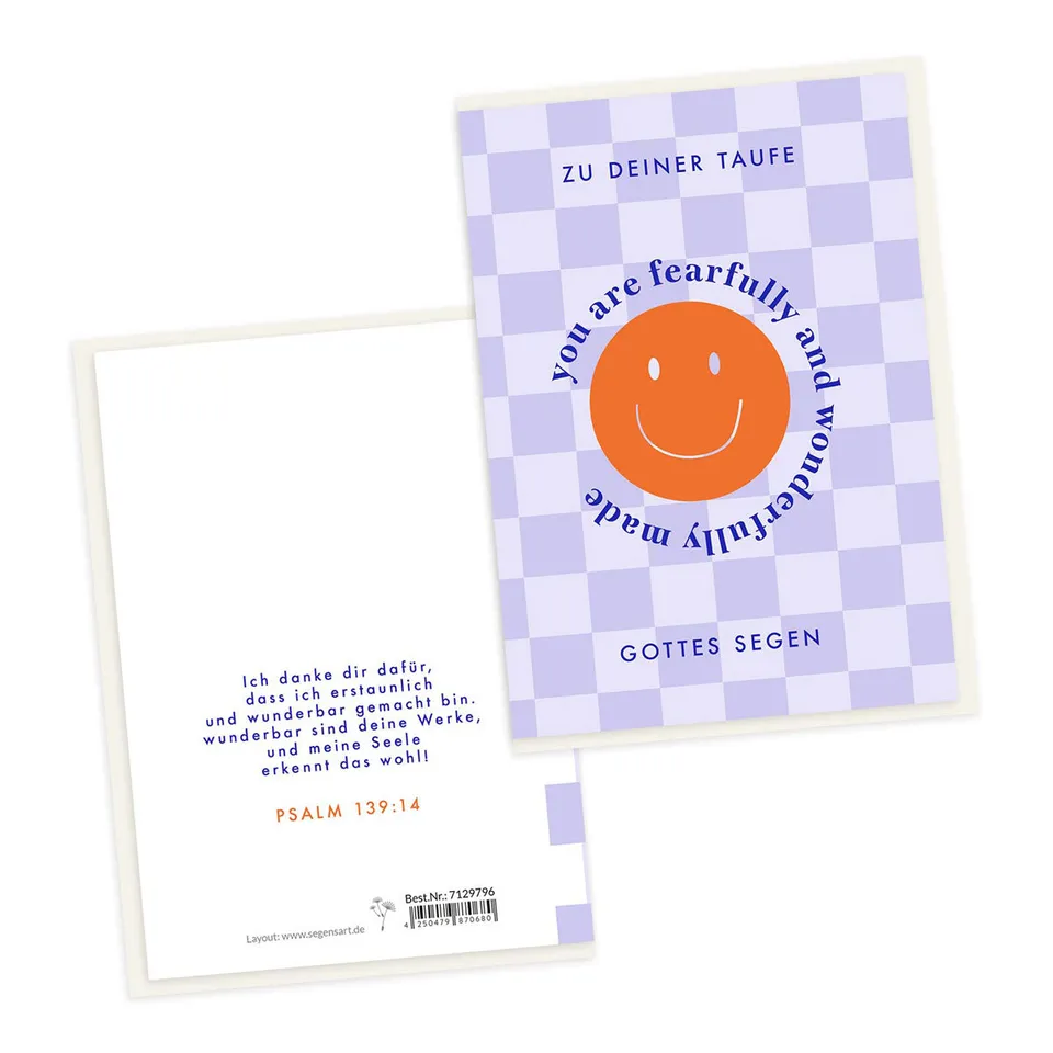 fontis-papeterie-zur-taufe-smiley-doppelkarte-psalm-139-14 image 1