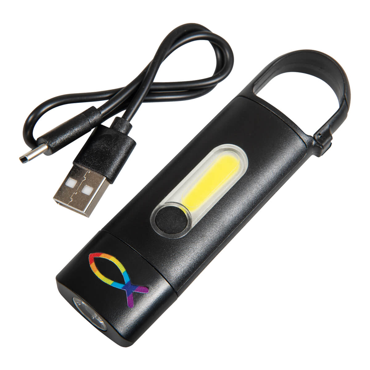fontis-geschenke-fisch-cob-taschenlampe-mit-karabiner-usb image 1