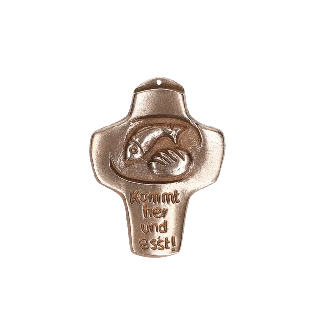 bonifatiuswerk-kommt-her-und-esst-bronzekreuz-8-5-x-10-cm image 1