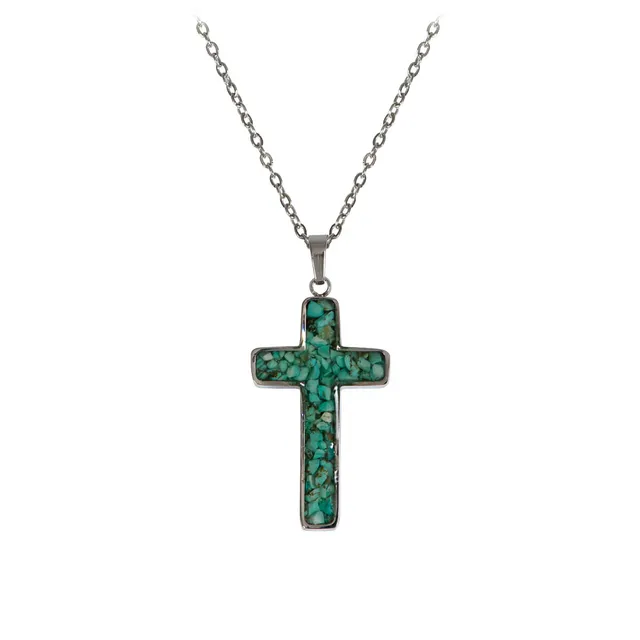 fontis-geschenke-kreuz-halskette-edelstahl-t-rkis-40-cm image 1