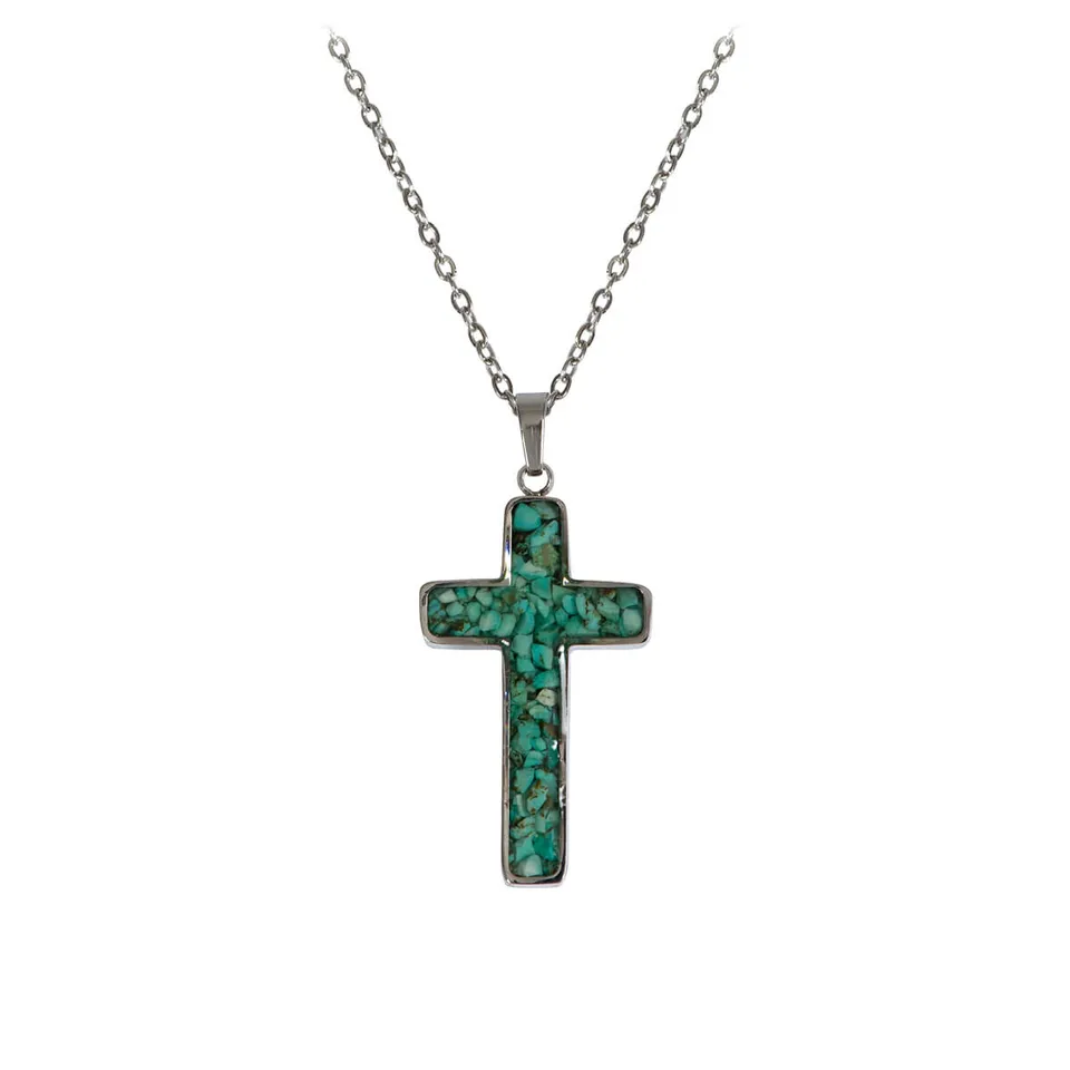 fontis-geschenke-kreuz-halskette-edelstahl-t-rkis-40-cm image 1