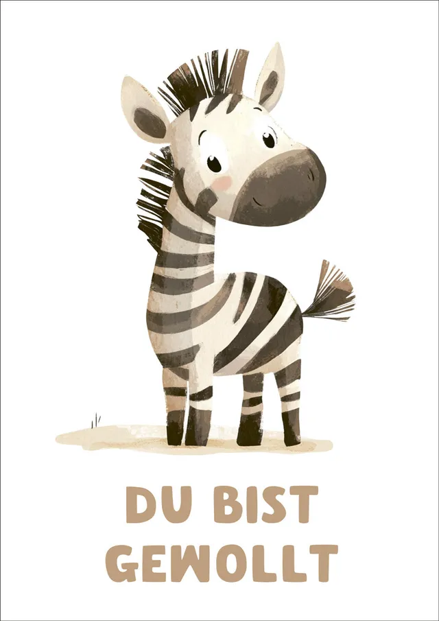 fontis-papeterie-du-bist-gewollt-poster-a4-zebra-kinder image 1