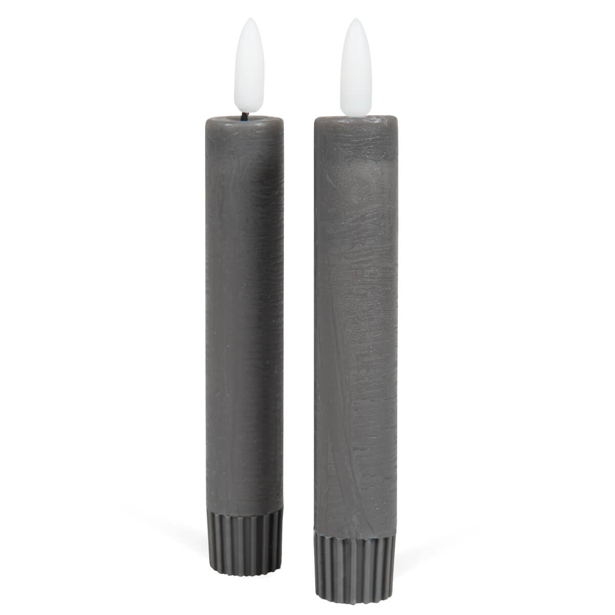 fontis-led-stabkerze-echtwachs-grau-2er-set-15-cm image 1