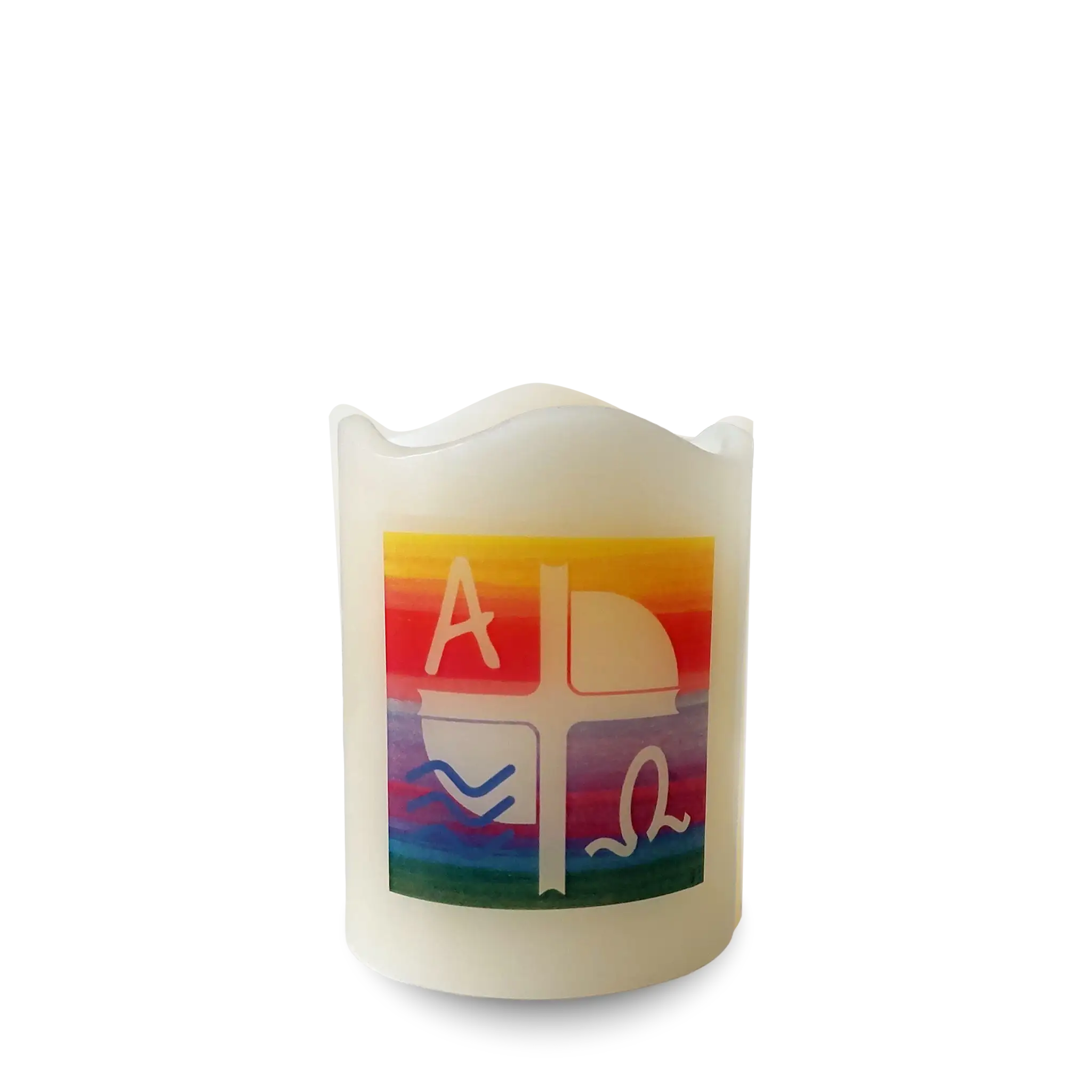 bonifatiuswerk-regenbogen-led-kerze-osterkerze-7x9-cm image 1